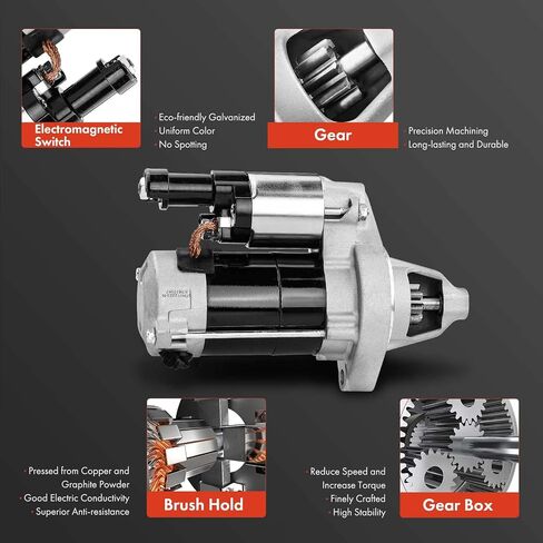 A-Premium Starter Motor Compatible with Honda Civic 2006 2007 2008 2009 2010 2011 L4 1.8L Manual Transmission, 12V 1.2 KW 9 Teeth Clockwise, Replace# 31200-RNA-A01, 428000-3410 in Saudi Arabia