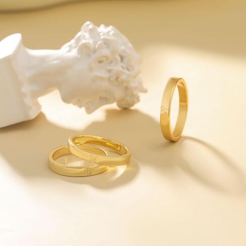 Honsny Gold Initial Rings for Women 14K Gold Dainty Wedding Band Letter Ring Engraved Capital Alphabet Stacking Thumb Initial Name Rings for Teen Jewelry Gifts Size 6-10 in Kuwait