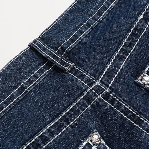 Women's Mid Waist Straight Leg Denim Pants Casual Vintage Stretch Embroidered Jeans with Pockets in Saudi Arabia