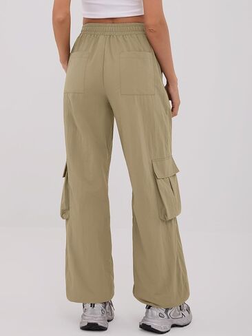 ZAFUL Cargo Pants for Women High Waisted Casual Pants Baggy Wide Leg Y2K Streetwear with 6 Pockets Drawstring Ankle Cuffs in Saudi Arabia