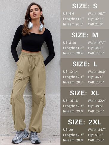 ZAFUL Cargo Pants for Women High Waisted Casual Pants Baggy Wide Leg Y2K Streetwear with 6 Pockets Drawstring Ankle Cuffs in Saudi Arabia