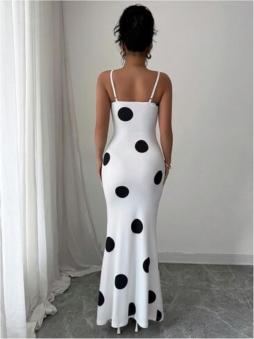 Verdusa Women's Polka Dots Bow Dress Elegant Sleeveless Fishtail Maxi Dresses Brunch Outfits in Saudi Arabia