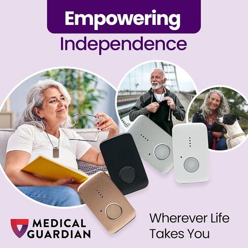 Medical Guardian MGMini - أنظمة قلادة التنبيه الطبي لكبار السن - زر ذعر سريع وموثوق ومقاوم للماء، جهاز تعقب GPS 4G مع رعاية مشغلي الطوارئ على مدار الساعة طوال أيام الأسبوع - يتضمن تتبع الخطوات (فضي) in Saudi Arabia