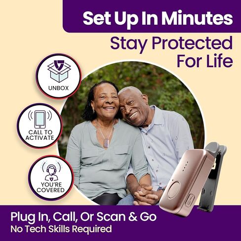 Medical Guardian MGMini - أنظمة قلادة التنبيه الطبي لكبار السن - زر ذعر سريع وموثوق ومقاوم للماء، جهاز تعقب GPS 4G مع رعاية مشغلي الطوارئ على مدار الساعة طوال أيام الأسبوع - يتضمن تتبع الخطوات (فضي) in Saudi Arabia