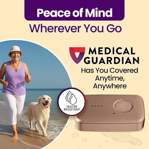 Medical Guardian MGMini - أنظمة قلادة التنبيه الطبي لكبار السن - زر ذعر سريع وموثوق ومقاوم للماء، جهاز تعقب GPS 4G مع رعاية مشغلي الطوارئ على مدار الساعة طوال أيام الأسبوع - يتضمن تتبع الخطوات (فضي) in Saudi Arabia