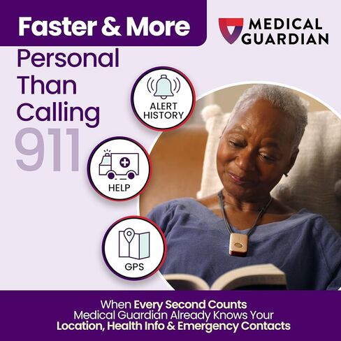 Medical Guardian MGMini - أنظمة قلادة التنبيه الطبي لكبار السن - زر ذعر سريع وموثوق ومقاوم للماء، جهاز تعقب GPS 4G مع رعاية مشغلي الطوارئ على مدار الساعة طوال أيام الأسبوع - يتضمن تتبع الخطوات (فضي) in Saudi Arabia