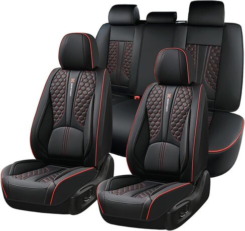 for Hyundai Santa Cruz 2022-2024 Car Seat Covers, Red Car Seat Covers, Leather, Full Set of 5 Seats, Waterproof, with Lumbar Support, Protect and Upgrade Seats in Saudi Arabia