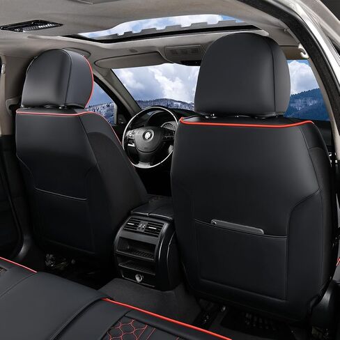 for Hyundai Santa Cruz 2022-2024 Car Seat Covers, Red Car Seat Covers, Leather, Full Set of 5 Seats, Waterproof, with Lumbar Support, Protect and Upgrade Seats in Saudi Arabia