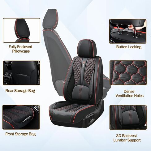 for Hyundai Santa Cruz 2022-2024 Car Seat Covers, Red Car Seat Covers, Leather, Full Set of 5 Seats, Waterproof, with Lumbar Support, Protect and Upgrade Seats in Saudi Arabia