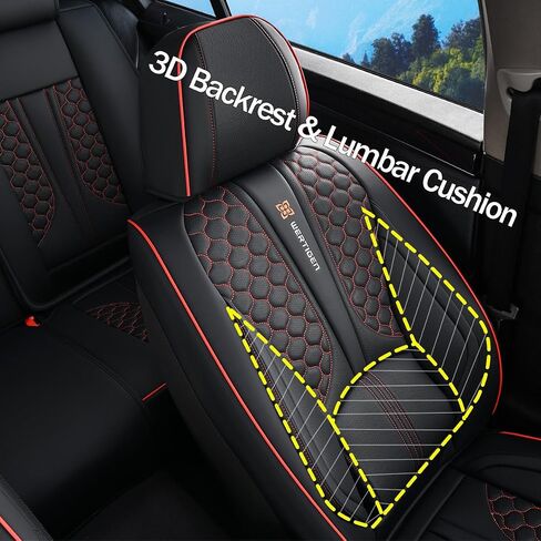 for Hyundai Santa Cruz 2022-2024 Car Seat Covers, Red Car Seat Covers, Leather, Full Set of 5 Seats, Waterproof, with Lumbar Support, Protect and Upgrade Seats in Saudi Arabia