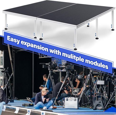 Tandefio 4' x 4' Portable Stage with Height Adjustable Riser (24" -40") Platform Modular System Stage Easy to Carry Assemble for Events Performances at School Auditoriums Concerts Restaurants Bars in Kuwait