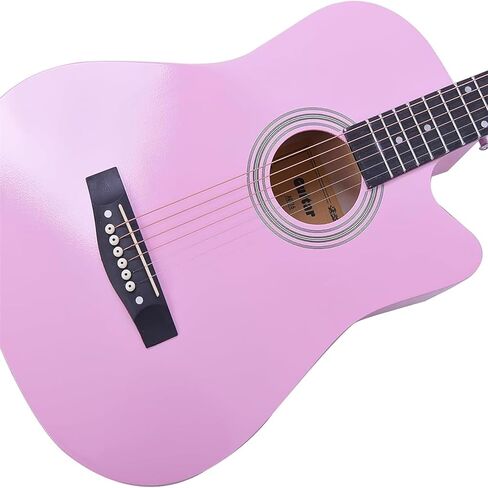Rosefinch 38 inch Acoustic Beginner Guitar 3/4 Size Basswood Glossy Folk Guitar Starter Kits W/Bag Picks Capo Strap Steel Strings 38 inch White in Saudi Arabia