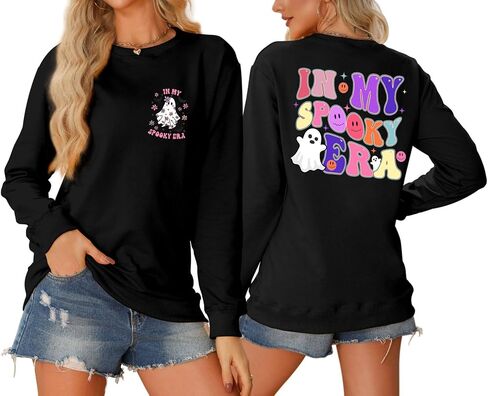 In My Spooky Era Sweatshirt for Women Halloween Ghost Graphic Sweatshirts Long Sleeve Pullover Shirt Tops in Saudi Arabia