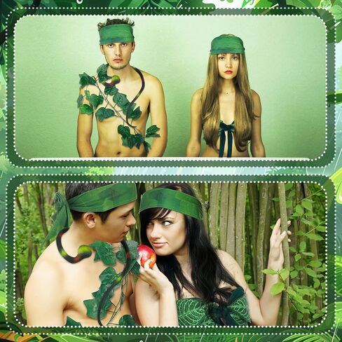 2 Pcs Leaf Hula Skirt and Hawaiian Costumes for Couples Adam Eve Outfit for Halloween Cosplay Dress up Party in Saudi Arabia