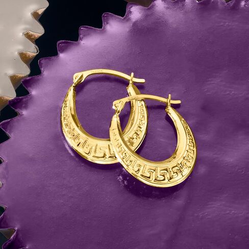 Ross-Simons 14kt Yellow Gold Small Greek Key Hoop Earrings in Saudi Arabia