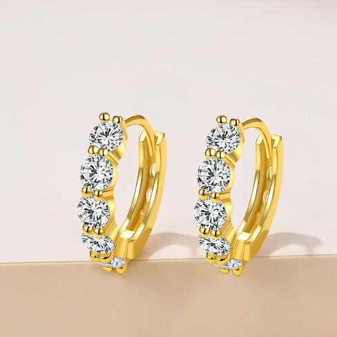 Moissanite Hoop Earring, 925 Sterling Silver 1.4ct D Color Moissanite Earrings, 18K White Gold Plated Huggie Hoop Earrings for Women in Saudi Arabia