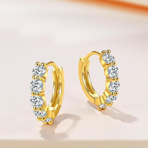 Moissanite Hoop Earring, 925 Sterling Silver 1.4ct D Color Moissanite Earrings, 18K White Gold Plated Huggie Hoop Earrings for Women in Saudi Arabia