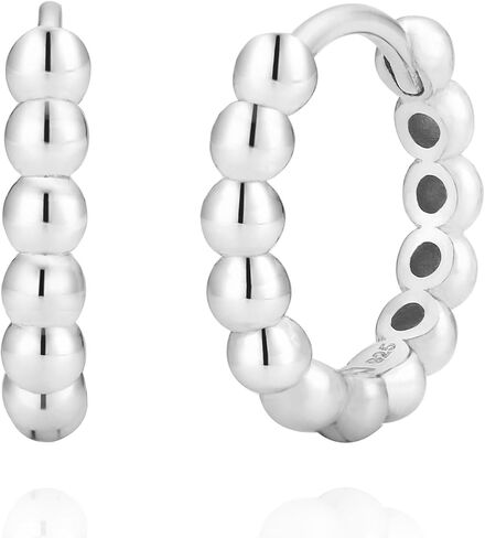 هيبوالرجينيك 925 الفضة الاسترليني 14K مطلية بالذهب مطرز هوب Huggie أقراط in Kuwait