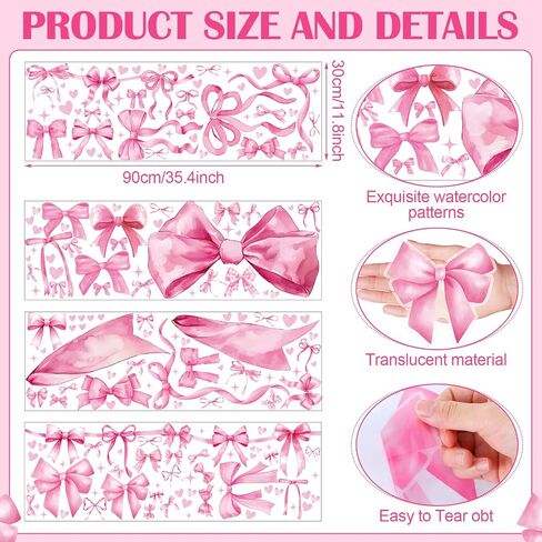 Pink Bow Wall Decal Stickers Christmas Decorations Stickers Removable Christmas Decorations Indoor Home Decor for Room Nursery School Restaurant Cafe Door Window Party in Saudi Arabia