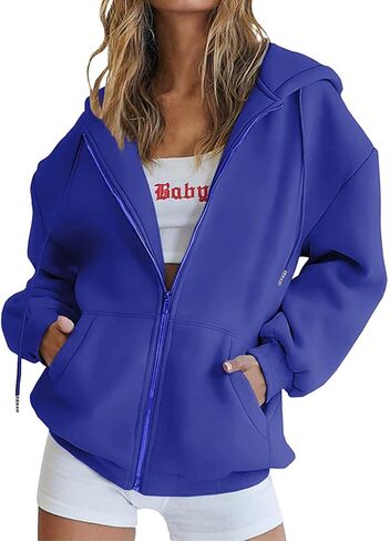 LRMQS Womens Fall Fashion 2024 Hoodies Zip up Long Sleeve Sweatshirt Jackets with Pocket Loose Casual Trendy Clothes Outfits in Kuwait