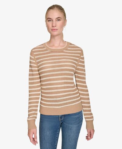 Nautica Women's Long Sleeve Striped Crewneck Sweater in Kuwait