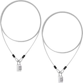 3Pcs 7Ft Black Long Security Cable Lock, Lock Cable Security Cable with Loops Double Loops Long Cable Lock Cable Wire Outdoor Clothesline Luggage (2.5mm) in Kuwait