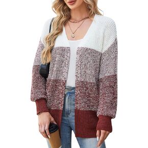 Women's Color Block Cardigan Sweater Oversized Knit Cardigans Sweaters Long Sleeve Open Front Fall Outfits in Kuwait