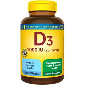 فيتامين د3 25 ميكروجرام (1000 وحدة دولية) | 650 كبسولة هلامية - كمية كافية لمدة 22 شهرًا | يدعم العظام والأسنان والعضلات والجهاز المناعي | خالي من الغلوتين | مكمل سهل البلع | صُنع من أجل التواصل الصحي مع الطبيعة in Kuwait