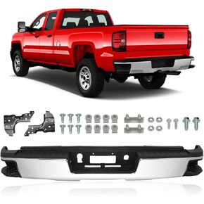 مجموعة المصد الخلفي من PENSUN مناسبة لـ 2015-2019 Chevy Silverado 2500 3500HD / 15-19 GMC Sierra 2500HD 3500HD، كروم مع فتحات مستشعر وقوف السيارات GM1103188 in Saudi Arabia