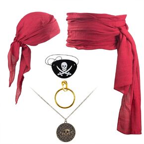 Pirate Costume Women Men Halloween Pirate Accessories Cosplay - Waist Belt, Bandana, Eye Patch, Necklace, earring in Saudi Arabia