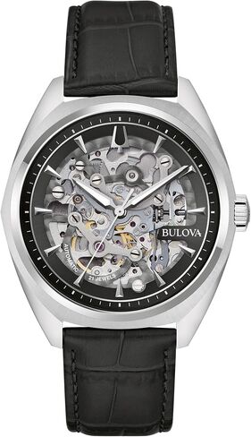 Bulova Men's Classic Surveyor 3-Hand Automatic Rose Gold Stainless Steel Watch, Brown Leather Strap, Full Skeleton, Style:97A175 in Saudi Arabia