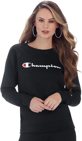 Champion Women's Powerblend Crew, Screen Print Script, Poppy Orange, X-Large in Saudi Arabia