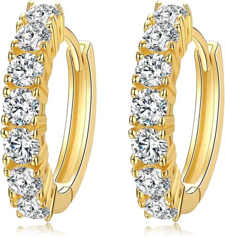 Moissanite Hoop Earring, 925 Sterling Silver 1.4ct D Color Moissanite Earrings, 18K White Gold Plated Huggie Hoop Earrings for Women in Saudi Arabia