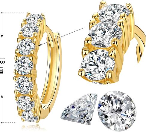 Moissanite Hoop Earring, 925 Sterling Silver 1.4ct D Color Moissanite Earrings, 18K White Gold Plated Huggie Hoop Earrings for Women in Saudi Arabia