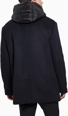 GUESS mens Jeff Double Breasted Peacoat Hooded Quilted in Saudi Arabia
