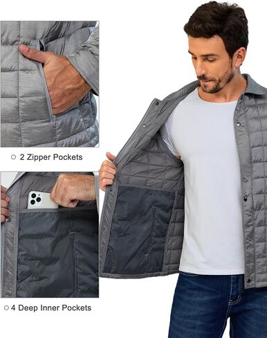 Little Donkey Andy Men's Lightweight Quilted Puffer Jacket Windproof Thermal Winter Coat with Recycled Insulation in Saudi Arabia