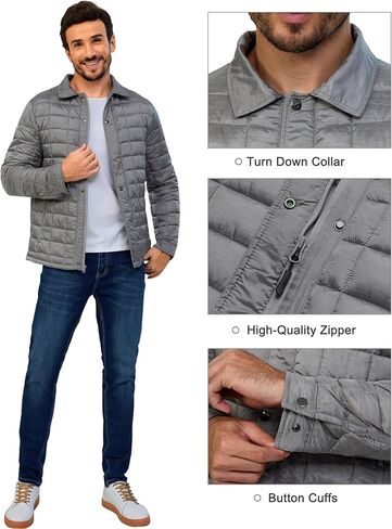 Little Donkey Andy Men's Lightweight Quilted Puffer Jacket Windproof Thermal Winter Coat with Recycled Insulation in Saudi Arabia