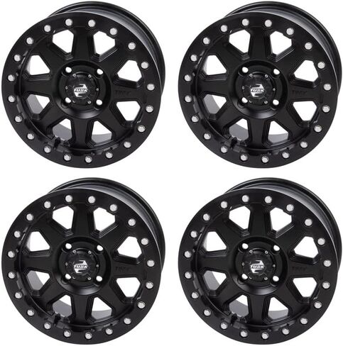 (4 Pack) 4/156 Tusk Uinta Beadlock Wheel 14x7 5.0 + 2.0 Matte Black For YAMAHA Wolverine RMAX4 1000 Limited Edition 2021-2024 in Saudi Arabia