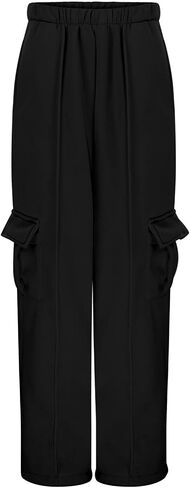 Mens Cargo Sweatpants Baggy Fleece Wide Leg Sweat Pants Heavyweight Drawstring Elastic Waist Hiking Pants with Pockets in Saudi Arabia