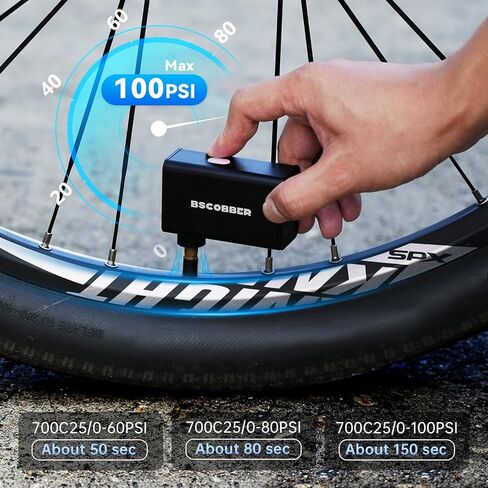 100PSI Portable Mini Air Pump, Rechargeable Cordless Electric Bike Pump for Bikes, Mountain Bikes - Fast Inflation with Auto Shut-Off, Schrader/Presta Valves for Tires, Basketballs, Inflatables in Saudi Arabia