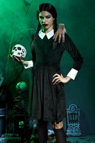 Women's 5PCS Halloween Costume Velvet Dress with Peter Pan Collar in Saudi Arabia