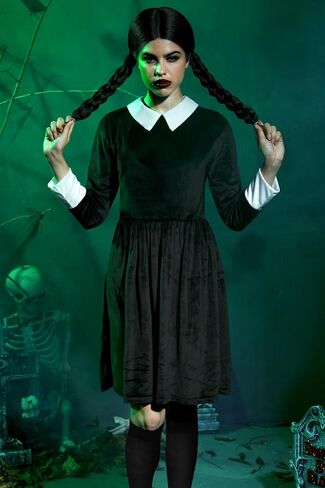 Women's 5PCS Halloween Costume Velvet Dress with Peter Pan Collar in Saudi Arabia