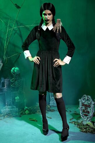 Women's 5PCS Halloween Costume Velvet Dress with Peter Pan Collar in Saudi Arabia