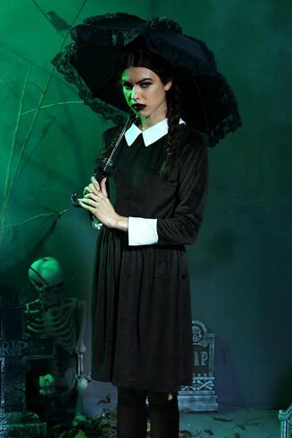 Women's 5PCS Halloween Costume Velvet Dress with Peter Pan Collar in Saudi Arabia