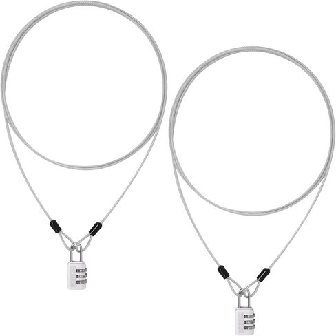 3Pcs 7Ft Black Long Security Cable Lock, Lock Cable Security Cable with Loops Double Loops Long Cable Lock Cable Wire Outdoor Clothesline Luggage (2.5mm) in Kuwait