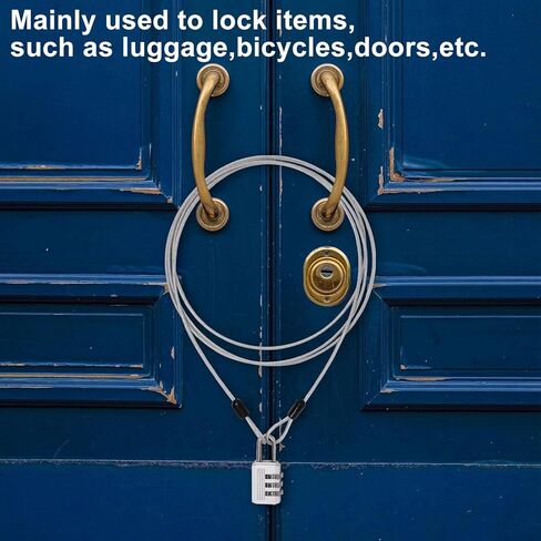 3Pcs 7Ft Black Long Security Cable Lock, Lock Cable Security Cable with Loops Double Loops Long Cable Lock Cable Wire Outdoor Clothesline Luggage (2.5mm) in Kuwait