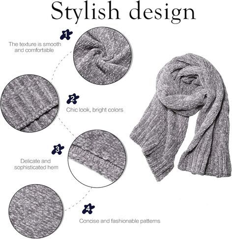 SOJOS Lightweight Ultra Soft Chenille Ribbed Thick Scarf Knit Shawl for Women for Fall Winter Shawl Wrap SC326 in Saudi Arabia