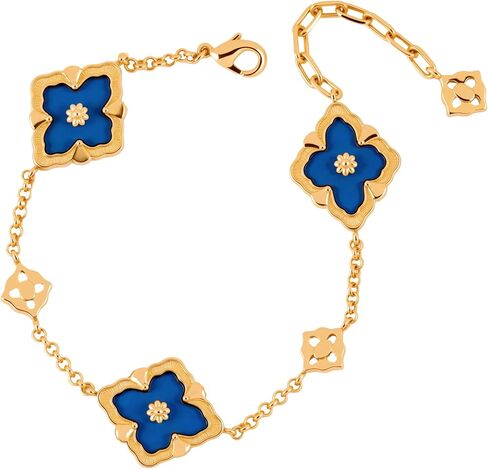 Bracelets for Women, 18K Gold Plated Four Leaf Clover Bracelet, Double-Sided Lucky Bracelets, Cute Flower Adjustable Link Chain Bracelets, Trendy Jewelry Gifts in Saudi Arabia