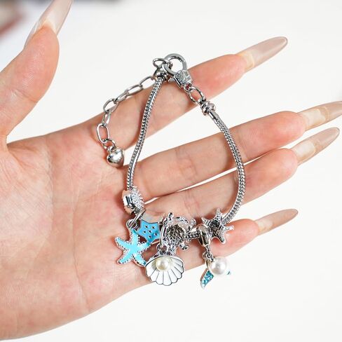 Summer Ocean Vacation Style Link Bracelet Creative Cute Animal Pendent Bangles Women Fashion Daily Wear Bohemian Zircon Beaded Bracelets Jewelry Accessories Gift for Friends in Saudi Arabia