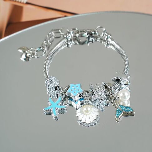 Summer Ocean Vacation Style Link Bracelet Creative Cute Animal Pendent Bangles Women Fashion Daily Wear Bohemian Zircon Beaded Bracelets Jewelry Accessories Gift for Friends in Saudi Arabia